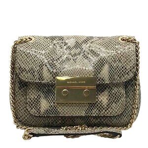 Michael Kors Beige Embossed Leather Carine Shoulder Bag